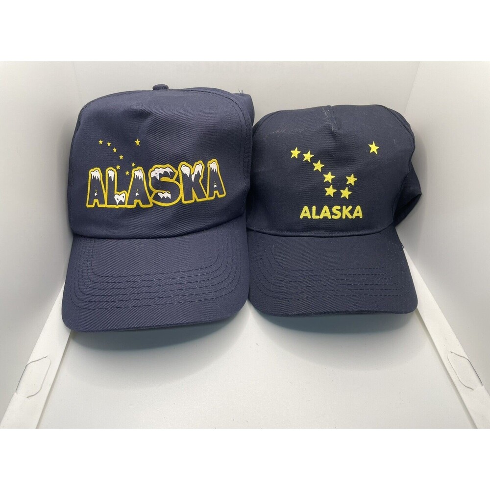 2 Vintage Alaska Snap Backs Navy Blue